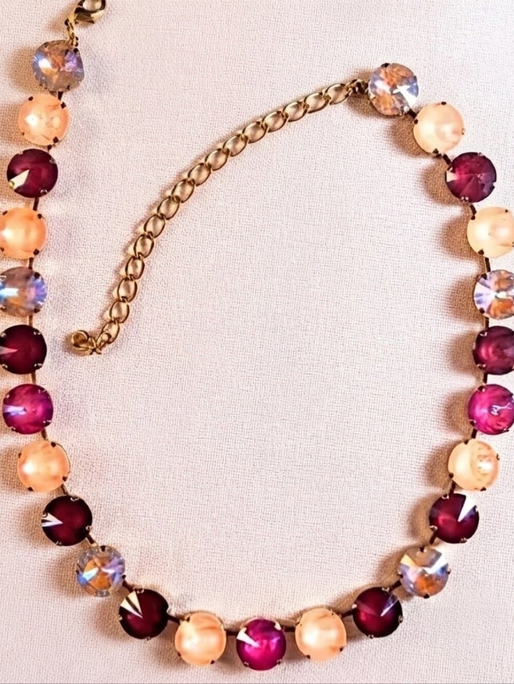 Red Red Velvet Cake Large Premium Crystals in Gold Plated Tennis Necklace